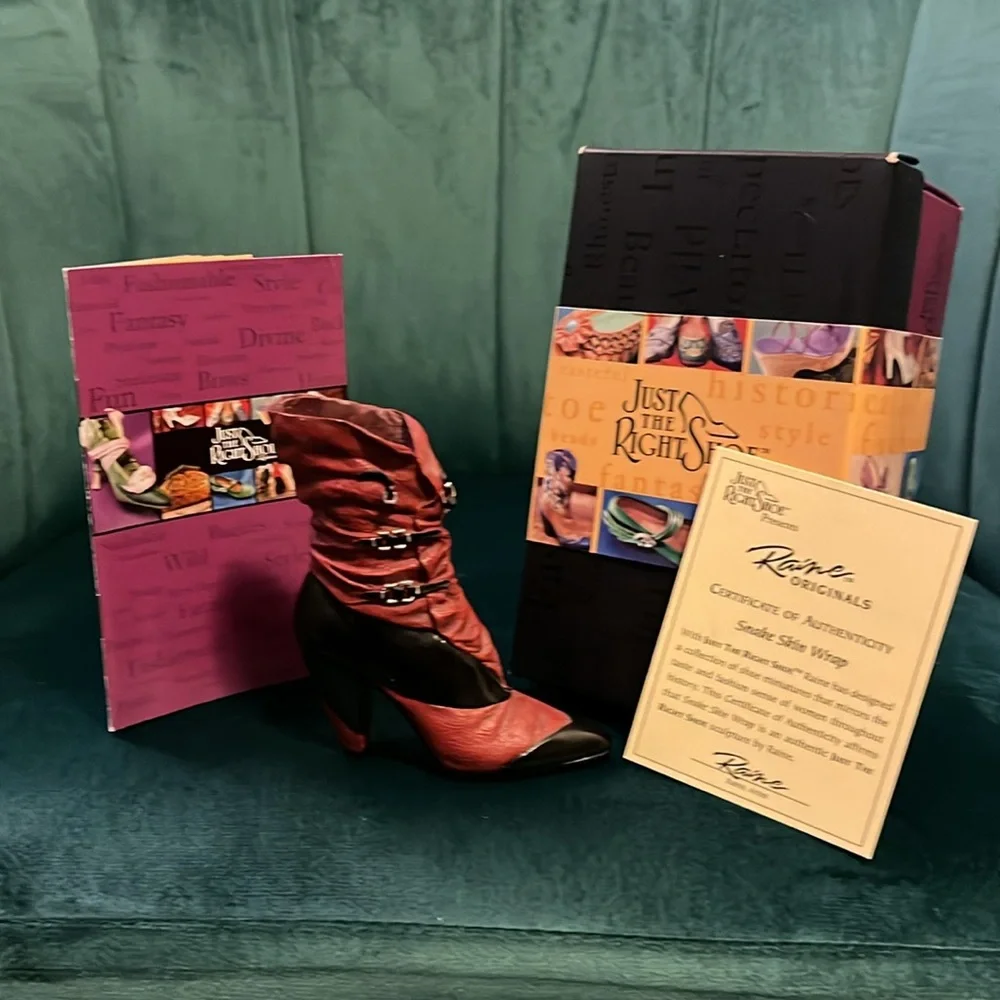 Just The Right Shoe Snake Skin Wrap Boot w/Box and Certificate of Authenticity
